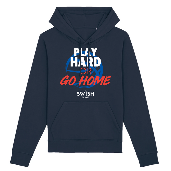 Hoodie Homme Marine Blanc Rouge Bleu - Coton BIO🌱 - Play Hard or Go Home