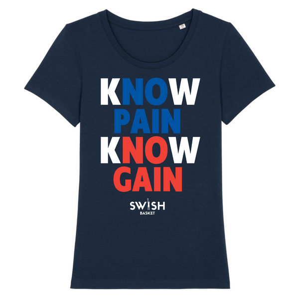 TeeShirt Femme Marine Blanc Bleu Rouge - 100% Coton BIO🌱 - Know Pain Know Gain