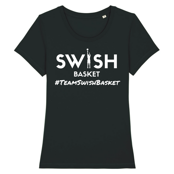 T-Shirt Femme Noir Blanc - 100% Coton BIO🌱 - Team Swish Basket