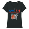 T-Shirt Femme Noir Bleu Blanc Rouge - 100% Coton BIO🌱 - Swish Basketball France
