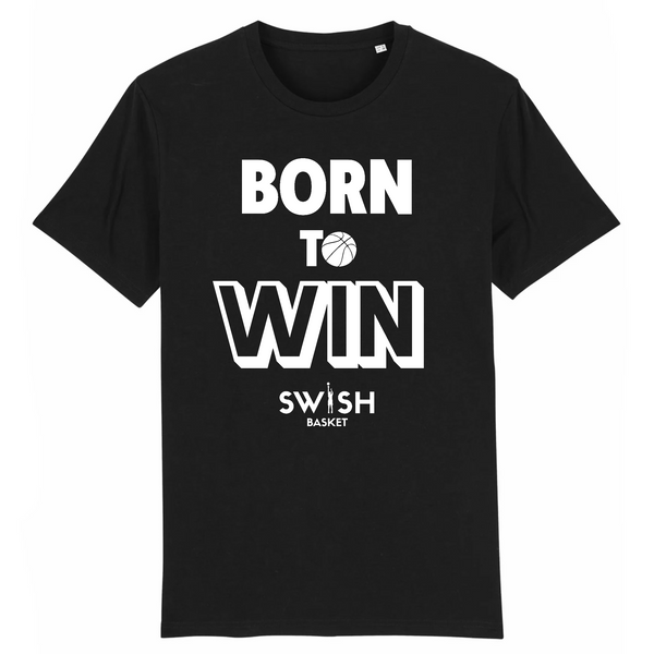 T-Shirt Homme Noir Blanc - 100% Coton BIO🌱 - Born to Win