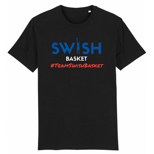 T-Shirt Homme Noir Bleu Blanc Rouge - 100% Coton BIO🌱 - Team Swish Basket France