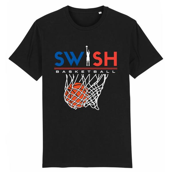 T-Shirt Homme Noir Bleu Blanc Rouge - 100% Coton BIO🌱 - Swish Basketball France