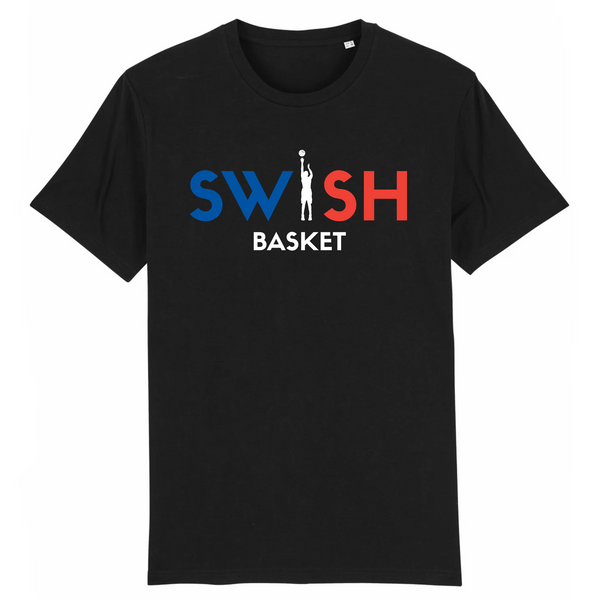 T-Shirt Homme Noir Bleu Blanc Rouge - 100% Coton BIO🌱 - Swish Basket France
