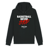 Sweat Capuche Homme Noir Blanc Rouge - Coton BIO🌱 - Basketball Never Stop