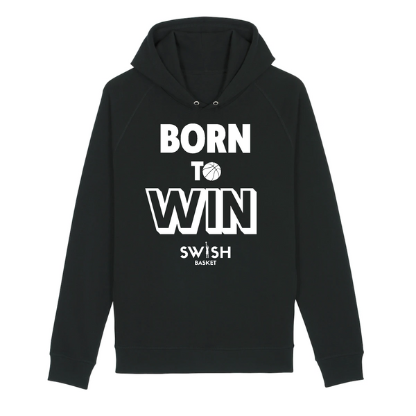 Sweat Capuche Femme Noir Blanc - Coton BIO🌱 - Born to Win