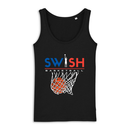 Débardeur Femme Noir Bleu Blanc Rouge - 100% Coton BIO🌱 - Swish Basketball France