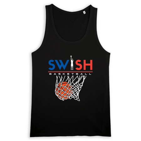 Débardeur Homme Noir Bleu Blanc Rouge - 100% Coton BIO🌱 - Swish Basketball France