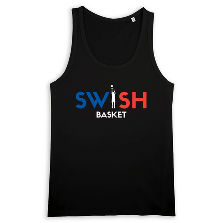 Débardeur Homme Noir Bleu Blanc Rouge - 100% Coton BIO🌱 - Swish Basket France