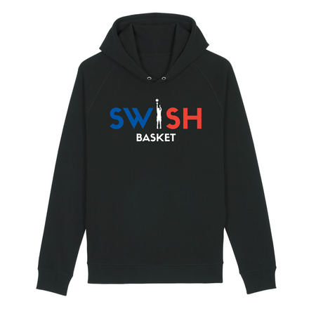 Sweat Capuche Femme Noir Bleu Blanc Rouge - Coton BIO🌱 - Swish Basket France