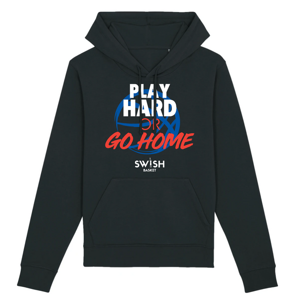Hoodie Homme Noir Blanc Rouge Bleu - Coton BIO🌱 - Play Hard or Go Home