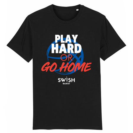 T-Shirt Homme Noir Bleu Blanc Rouge - 100% Coton BIO🌱 - Play Hard or Go Home