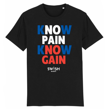 T-Shirt Homme Noir Bleu Blanc Rouge - 100% Coton BIO🌱 - Know Pain Know Gain
