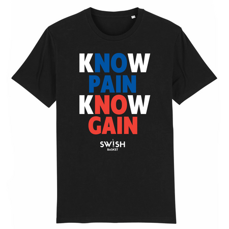 T-Shirt Homme Noir Bleu Blanc Rouge - 100% Coton BIO🌱 - Know Pain Know Gain