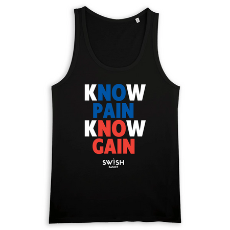 Débardeur Homme Noir Blanc Bleu Rouge - 100% Coton BIO🌱 - Know Pain Know Gain