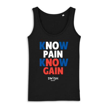 Débardeur Femme Noir Bleu Blanc Rouge - 100% Coton BIO🌱 - Know Pain Know Gain