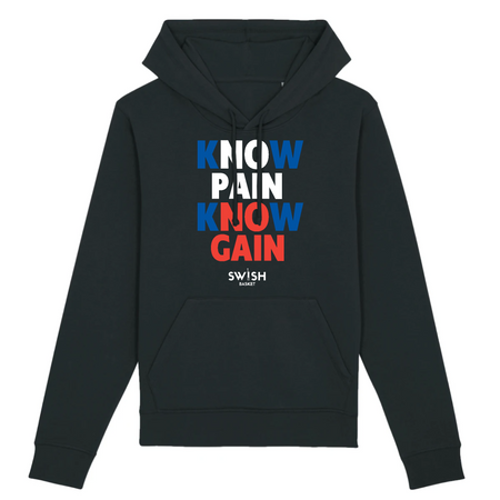 Hoodie Femme Noir Bleu Blanc Rouge - Coton BIO🌱 - Know Pain Know Gain