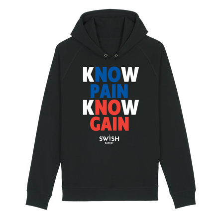 Sweat Capuche Femme Noir Blanc Bleu Rouge - Coton BIO🌱 - Know Pain Know Gain