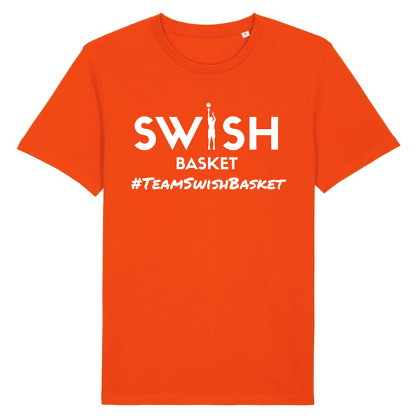 Teeshirt Homme Orange Blanc - 100% Coton BIO🌱 - Team Swish Basket