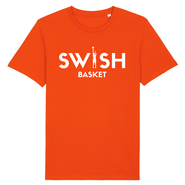 Tee Shirt Homme Orange Blanc - 100% Coton BIO🌱 - Swish Basket