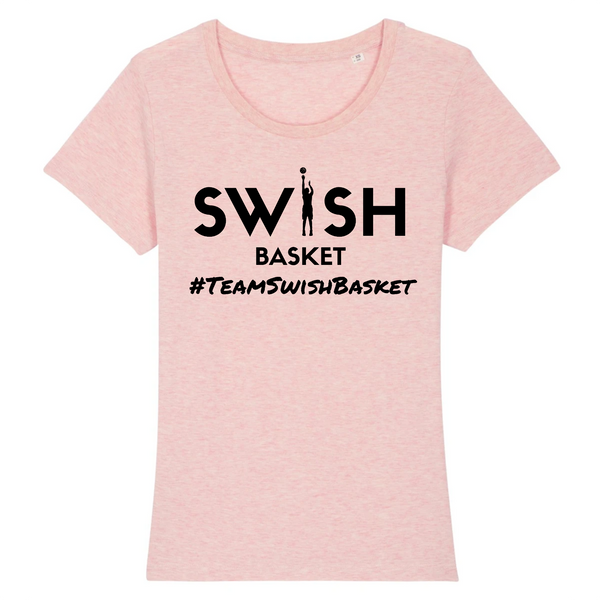 Teeshirt Femme Rose Noir - 100% Coton BIO🌱 - Team Swish Basket