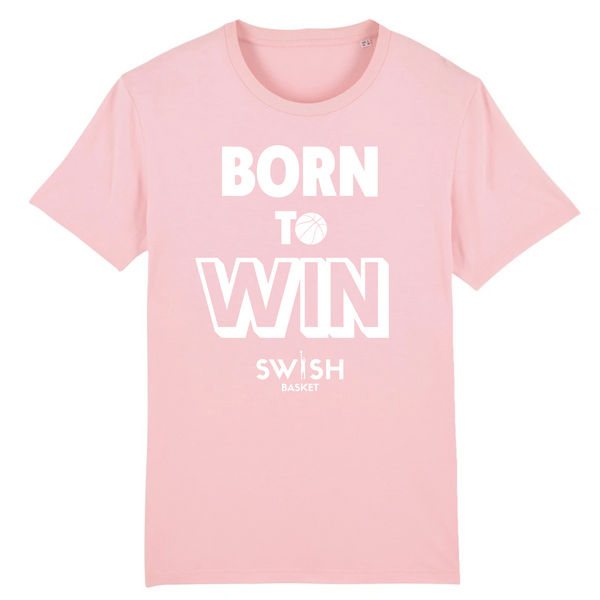 T-Shirt Homme Rose Blanc - 100% Coton BIO🌱 - Born to Win