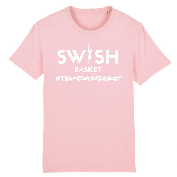T-Shirt Homme Rose Blanc - 100% Coton BIO🌱 - Team Swish Basket