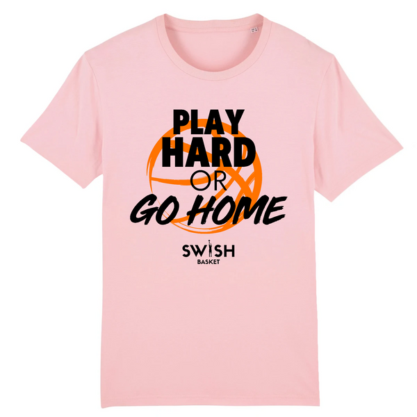Tee Shirt Homme Rose Orange Noir - 100% Coton BIO🌱 - Play Hard or Go Home